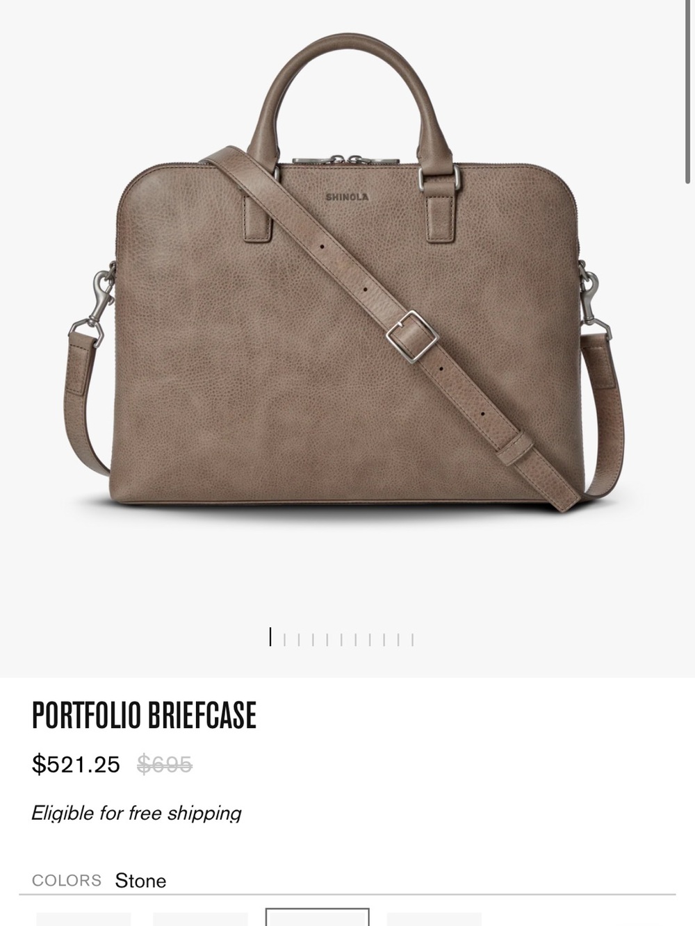 Shinola Stone Leather Portfolio Brief - Taupe Carry Bag